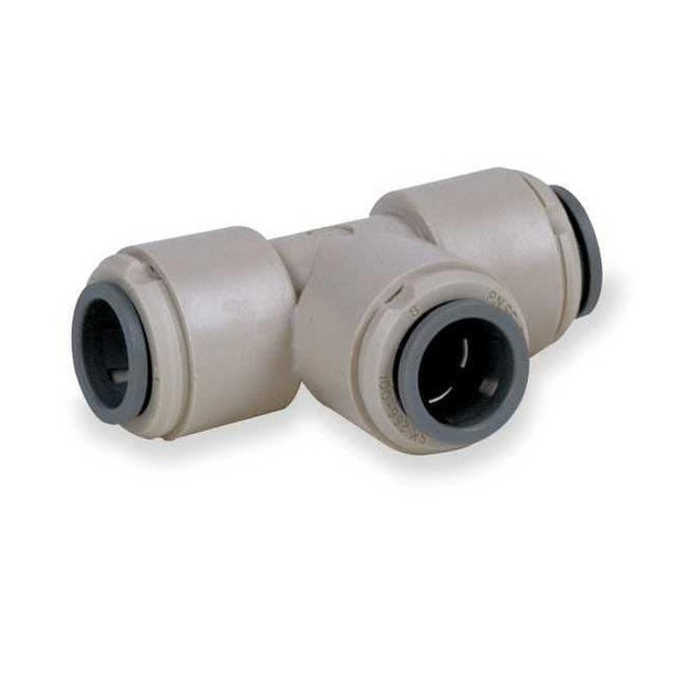 John Guest Push-Fit Tee Fitting, 1/4 in Tube Size, Acetal, Gray, 10 PK PI-0208-S