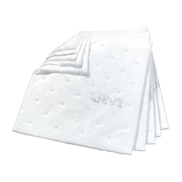 Sorbent Pad, 33 gal, 17 in x 19 in, Oil, White, Polyester, Polypropylene