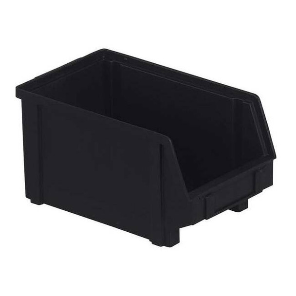 Hang & Stack Storage Bin, Plastic, Black, 5 in H, 5 7/8 in W, 9 1/2 in L