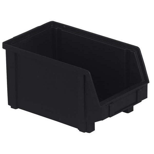 Hang & Stack Storage Bin, Plastic, Black, 5 in H, 5 7/8 in W, 9 1/2 in L