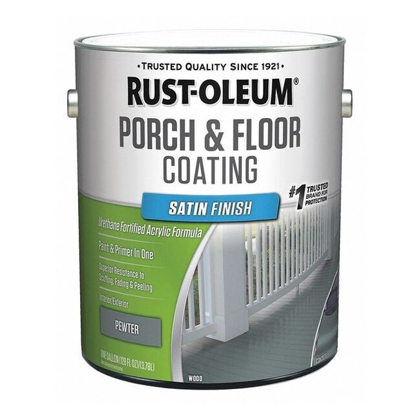 Rust-Oleum 1 gal Floor Coating, Satin Finish, Pewter, Water Base 320418