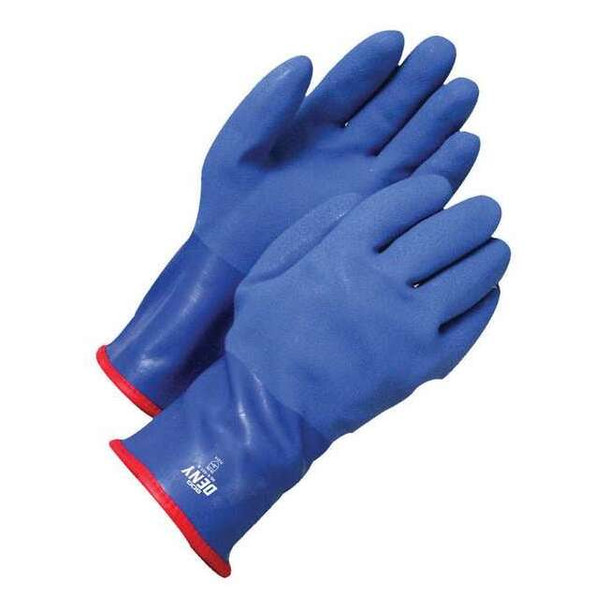 DENY(R) Chemical Resistant Gloves, PVC, 12 in L, 130 mil, Blue, 2XL, 1 PR