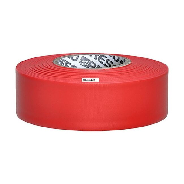 Flagging Tape, No Legend, Red, 1 3/16 in Wide x 300 ft Length, Vinyl, 2.5 mil