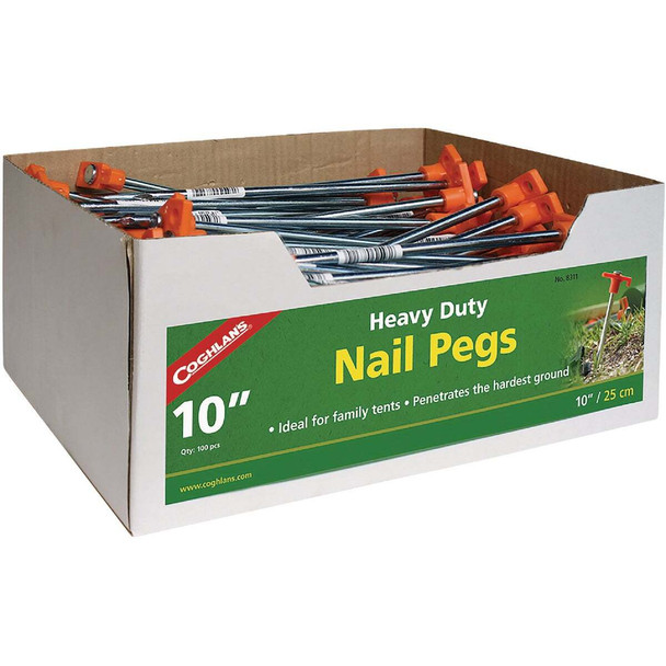 Coghlans 10 In. Steel Tent Nail Peg 8311 Pack of 100