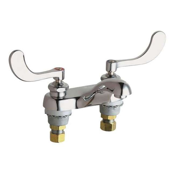 Manual Low Arc Bathroom Faucet, 4" Mount, Polished Chrome 2 Hole