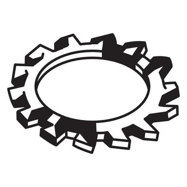 External Tooth Lock Washer, For Screw Size #8 Steel, Zinc Plated Finish, 100 PK
