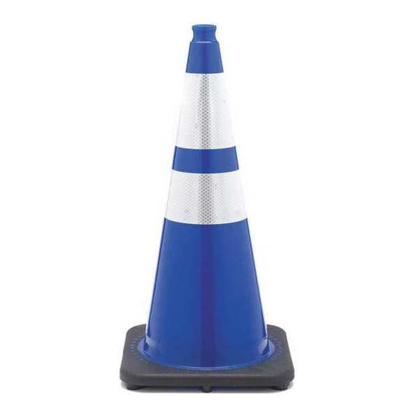 Traffic Cone, PVC, High-Intensity Prismatic, 28 in Height, 7 lb, Blue