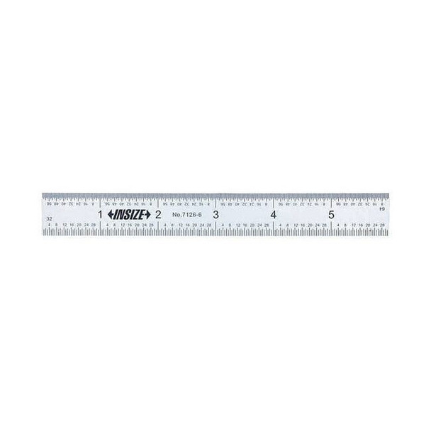 Insize Rigid Rule,6" L,Satin Chrome,4R Type 7126-6