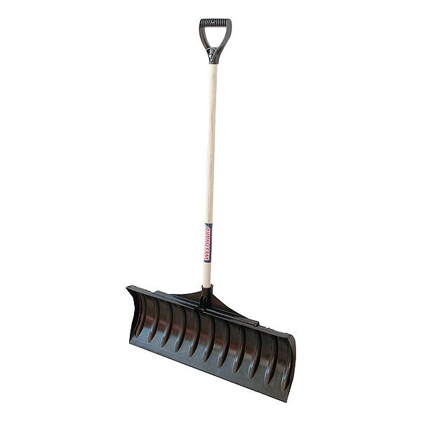 Snow Shovel, 30 in W x Plastic Blade, 43 1/4 in L Wood Handle