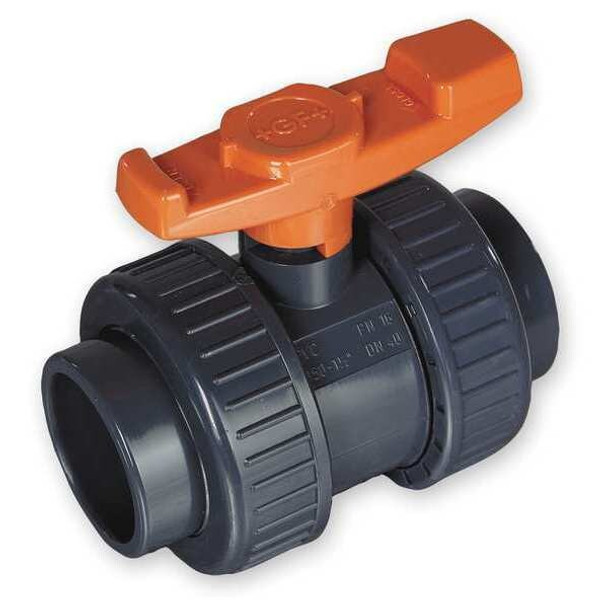 Gf Piping Systems 1-1/2" Socket PVC Ball Valve Inline True Union 161375021
