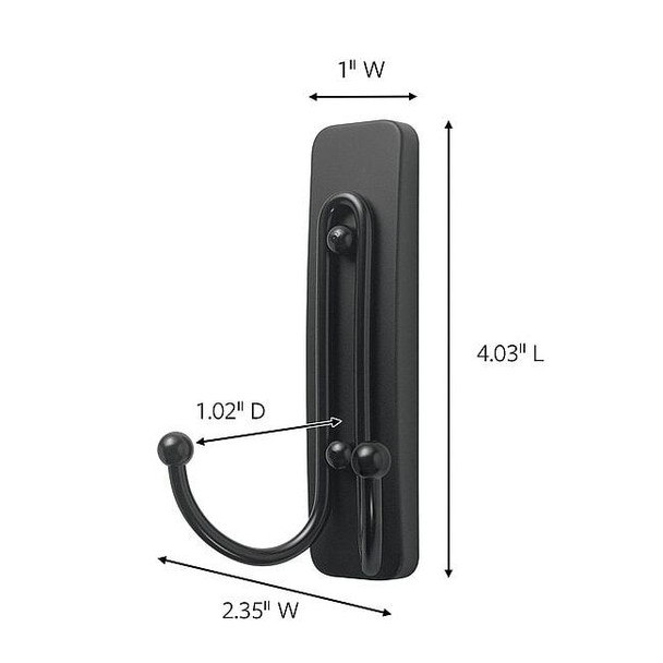 Command Hook, Black, Metal, 2 in D, 4 1/32 in H 17036MB-ES
