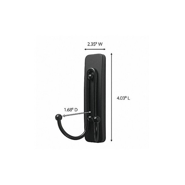 Command Hook, Black, Metal, 2 in D, 4 1/32 in H 17036MB-ES