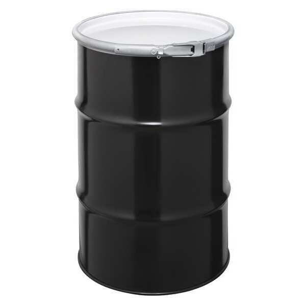 Open Head Transport Drum, Steel, 30 gal, Unlined, Black