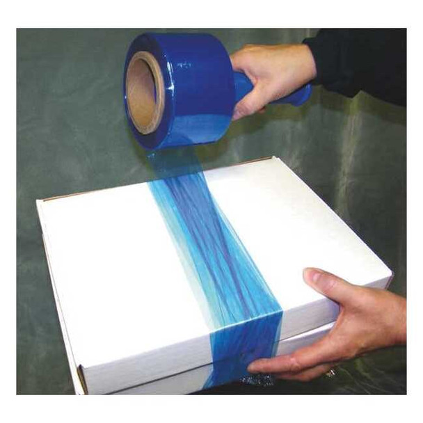 Stretch Wrap, 3" W x 1000 ft. L, 80 ga, Cast Style, Blue, Standard Duty