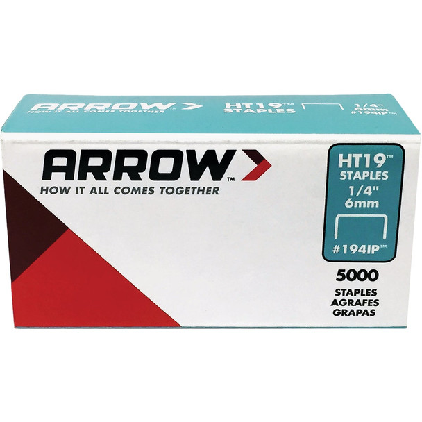 Arrow HT19 Hammer Tacker Staple, 1/4 In. (5000-Pack) 194IP