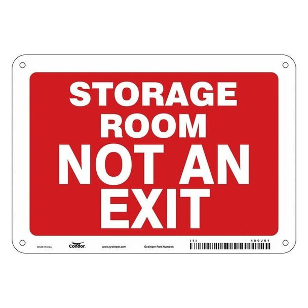 STORAGE ROOM NOT AN EXIT, 10 in W x 7 in H, Vertical Rectangle, Aluminum, 480J81