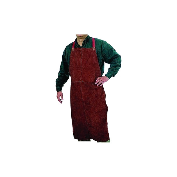 Premium Side Split Cowhide Leather Bib Apron, 24 in W, 42 in L, Lava Brown