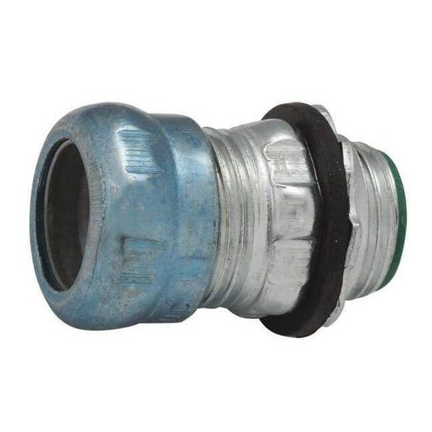 EMT Grounding Connector, 1-1/4 in, Compression, Steel, Zinc Plated, Black; Gray