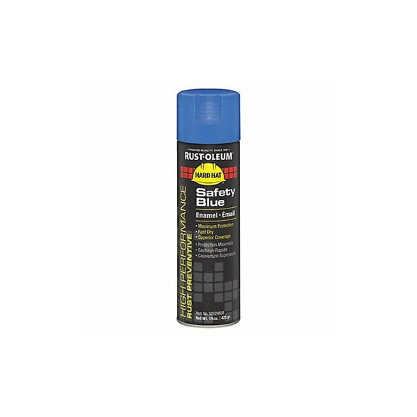 Rust Preventative Spray Paint, Safety Blue, Gloss, Solvent, 15 oz