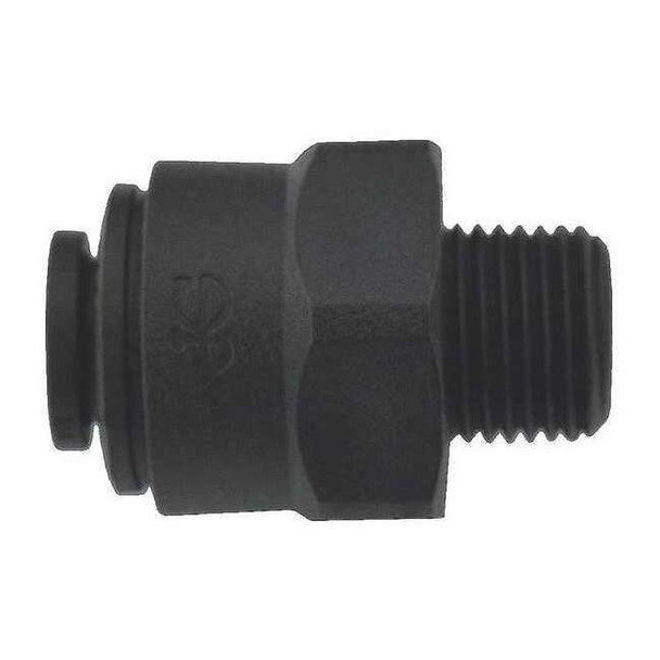 Push-Fit Adapter Fitting, 1/4 in Tube Size, Polypropylene, Black, 10 PK