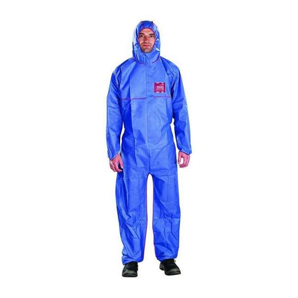 Ansell Hooded Coverall, 4Xl, Navy, SMMS Polypropylene NR17-S-92-111-08