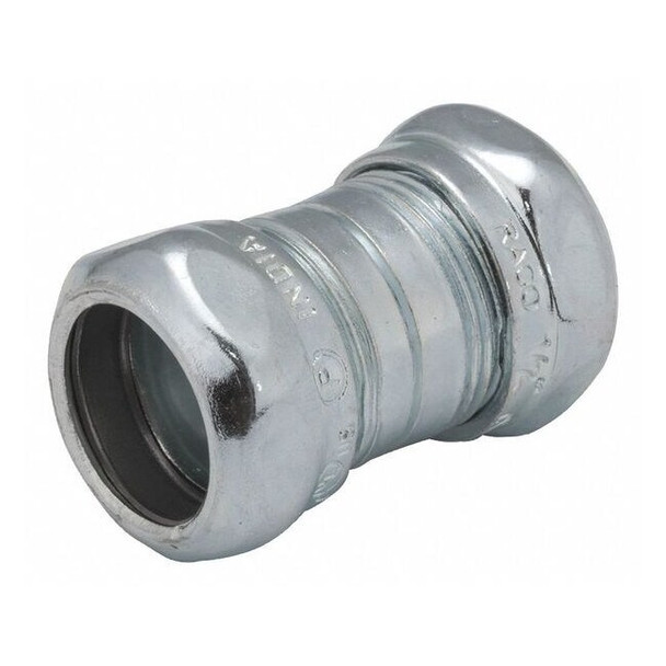 Raco EMT Coupling, 2 in, Compression, Steel, Zinc Plated, Gray 2928