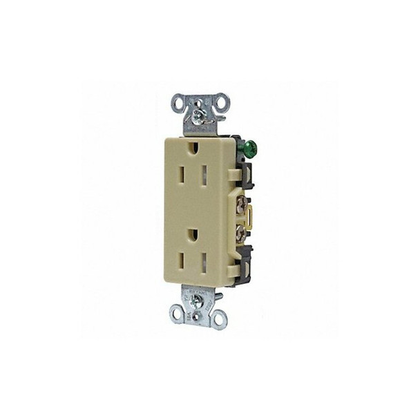 Bryant Receptacle,Ivory,15A,Tamper Resist,Nylon DRS15ITR