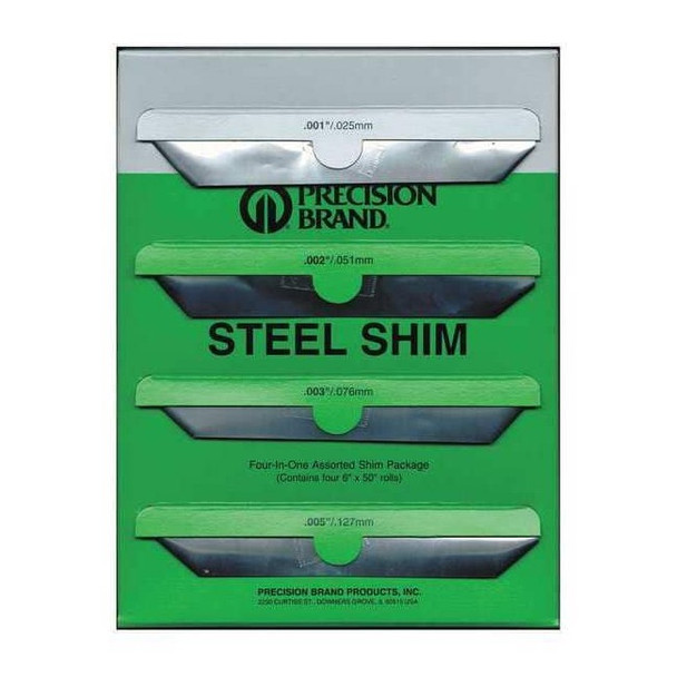 Precision Brand Shim Stock, Roll, Steel, Assortment 16B4