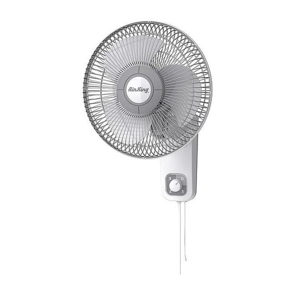Air King Wall Mount Fan, 12 in Oscillating, 3 Speeds, 120VAC, White 9012