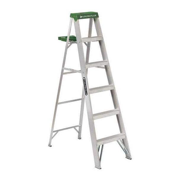 Louisville 6 ft Aluminum Stepladder, 225 lb Capacity AS4006