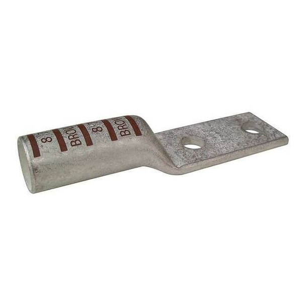 Two-Hole Compression Lug, 500 kcmil Max, 3/8 in Stud, Long Barrel, Copper, Brown