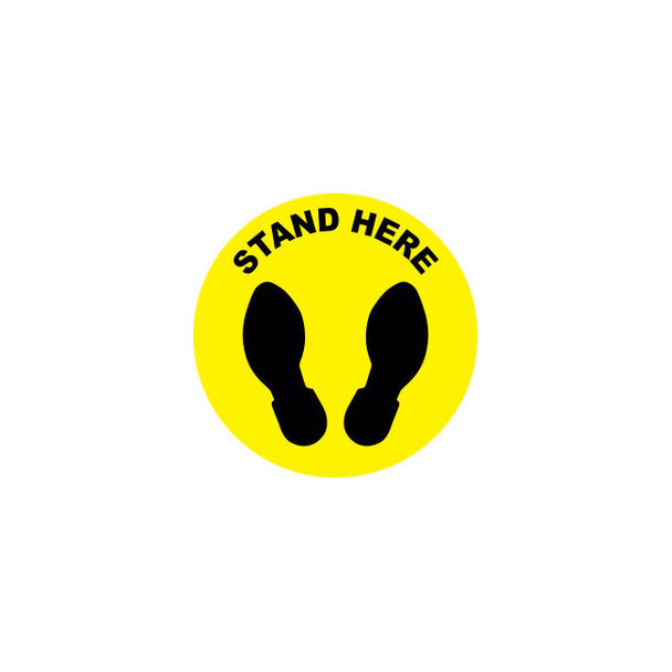 Stand Here Sign 12'' Round Vinyl Adhesive