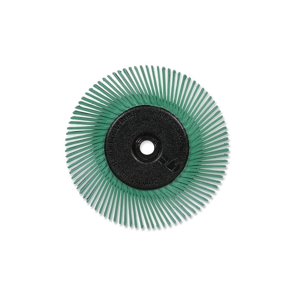 Radial Bristle Brush, 6 in dia x 1/2 in W, Grit 50, Ceramic, 6000 RPM