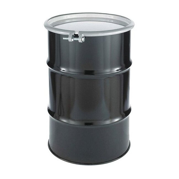 Open Head Transport Drum, Steel, 30 gal, Unlined, Black