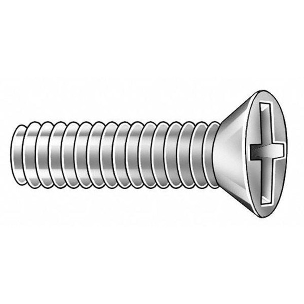 M4-0.70 x 11.7 mm Phillips Flat Machine Screw, Zinc Plated Steel, 25 PK