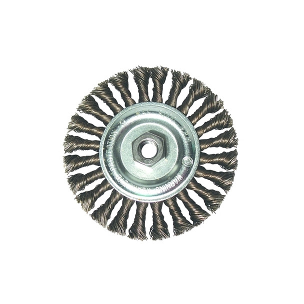 Standard Twist Knot Wheel, 6 in D x 6 in W, 0.023 in Carbon Steel Wire