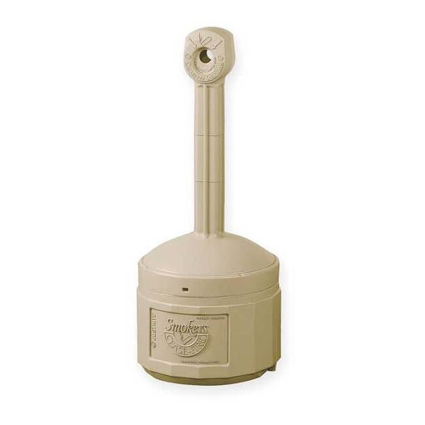 4 gal Smokers Cease-Fire Cigarette Receptacle, 38-1/2 in H x 16-1/2 in Dia, Tan