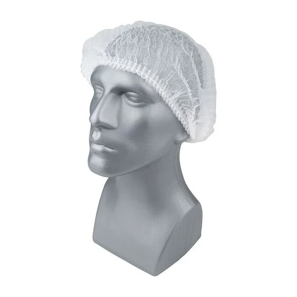 Condor Bouffant Cap, Polypropylene, 24 in Dia., White, L, 100 PK 23KX19