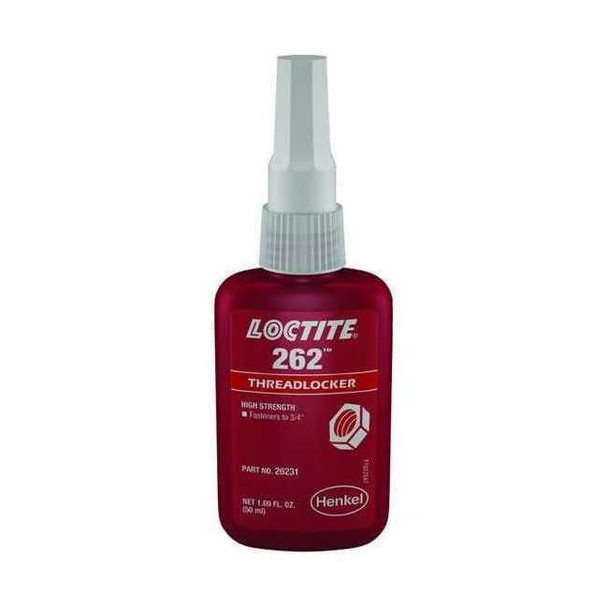 Threadlocker, LOCTITE 262, Red, High Strength, Liquid, 50 mL Bottle