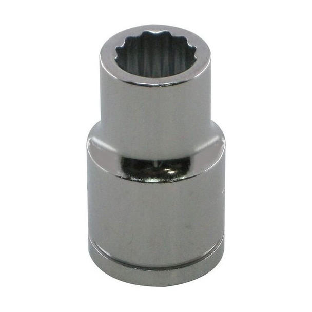 WESTWARD 1/2 in Drive, 20mm Metric Socket, 12 Points,  Steel, Chrome, 20 mm