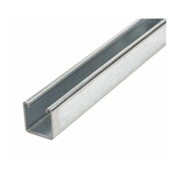 Single Channel Strut, Solid, Steel, Galvanized, None Hole Size, Silver