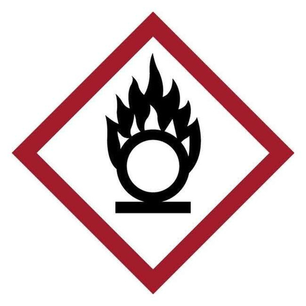 Brady 2" x 2" Paper GHS Label, GHS Oxidizing Symbol, Pk4 118883