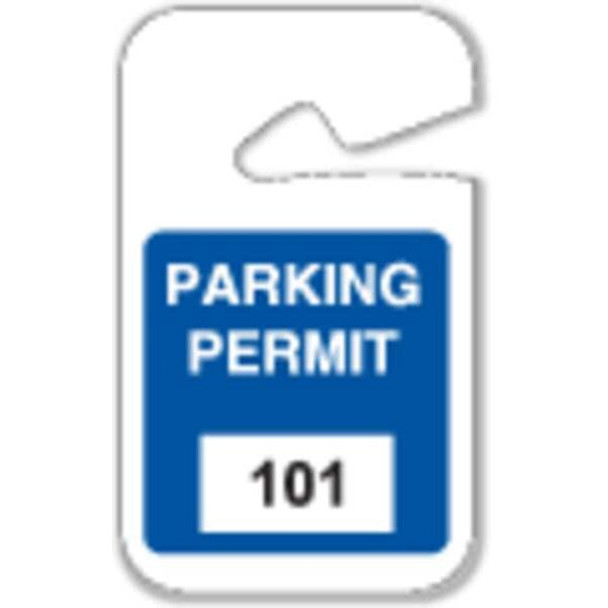 Brady Parking Permits, Rearview, 101-200, Wht/Blu, PK100 96262