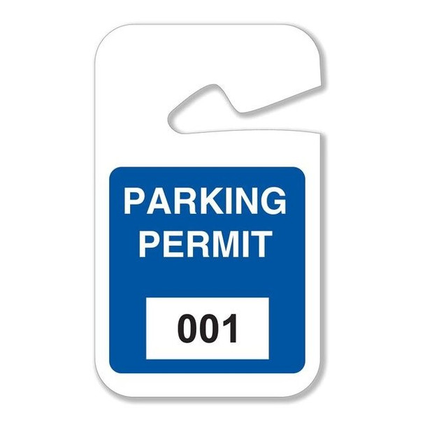 Brady Parking Permits, Rearview, 001-100, Wht/Blu 95201