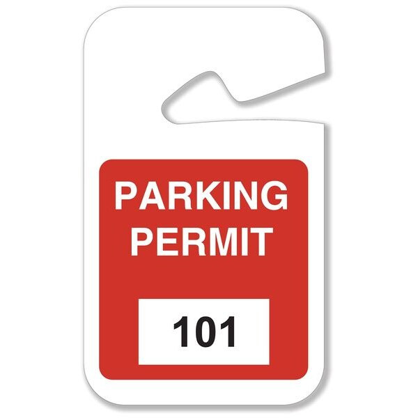 Brady Parking Permits, Rearview, 101-200, Wht/Red 96271