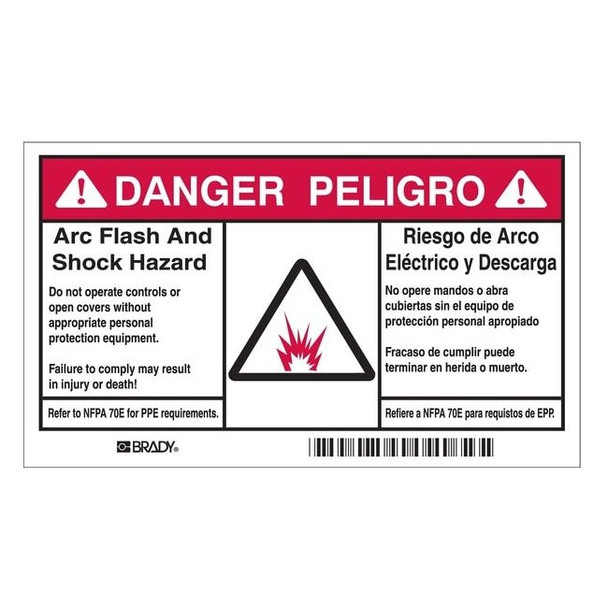 Brady Arc Flash Protection Label,6 In. W,PK5 101955