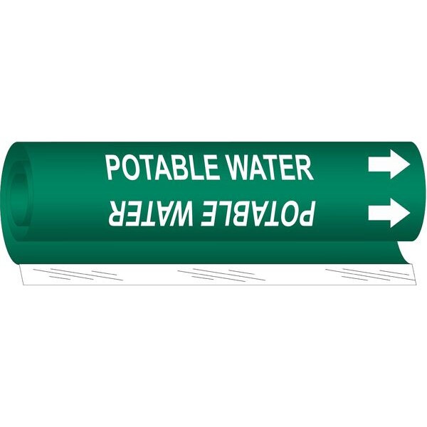 Brady Pipe Marker,Potable Water,1/2to1-3/8 In 5744-O