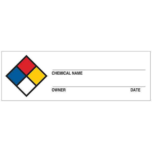 Brady Chemical Label, 1 in H, 3 in W, 53095,PK720 53095