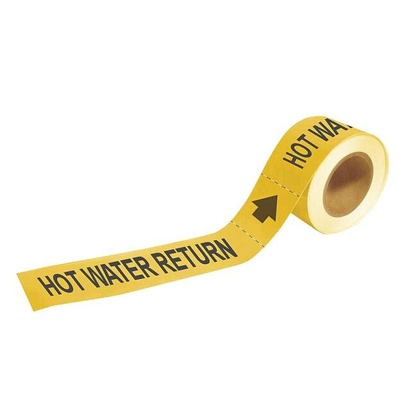 Brady Pipe Marker,Hot Water Return,1 In.H 20441