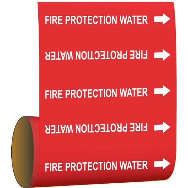 Brady Pipe Marker,Fire Protection Water,Red, 41462 41462